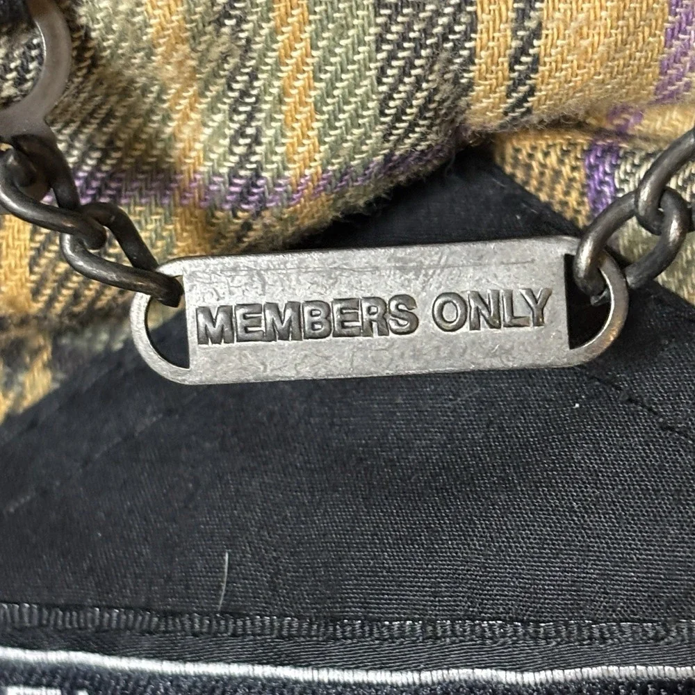 Members Only Vintage 80s 90s Bomber‎ Jacket Men's Size 44 Black Tan Plaid Lined